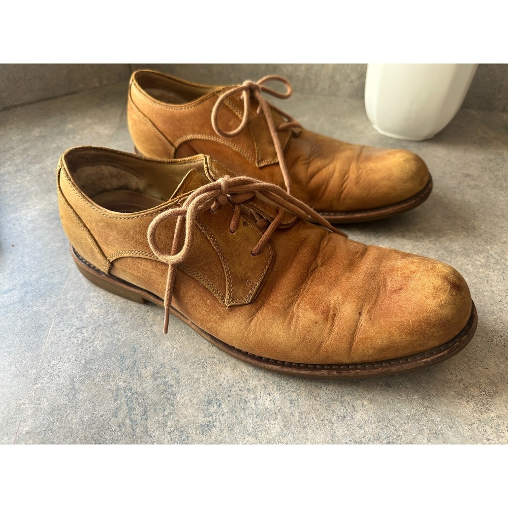 UGG Hixson Oxford Shoes Mens Size 10.5 Tan Brown Leather Plain Toe Dress 1016475